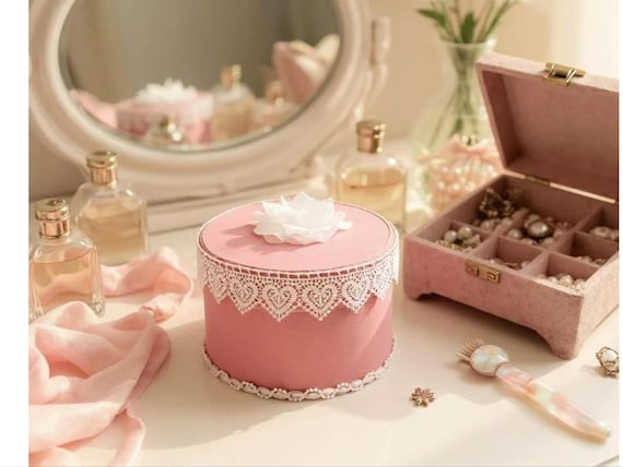 Velvet Pink/White Gift Boxes, Empty Storage Boxes, Trinket Box, Valentine Gift Box, Girls