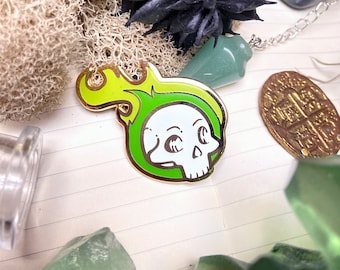 Cráneo de llama / Pin de esmalte firey glow-in-the-dark