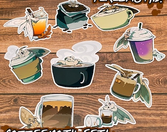 Coffee-Moth Café | Coffee Loving Pixies | SQ Comic Sticker Set