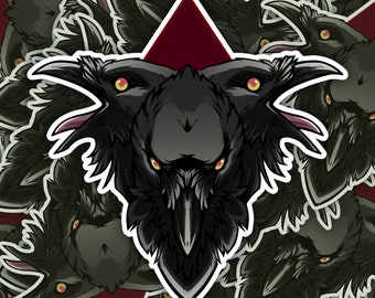 Morrigan / Reina de los Cuervos / Corvid Trio Pegatina