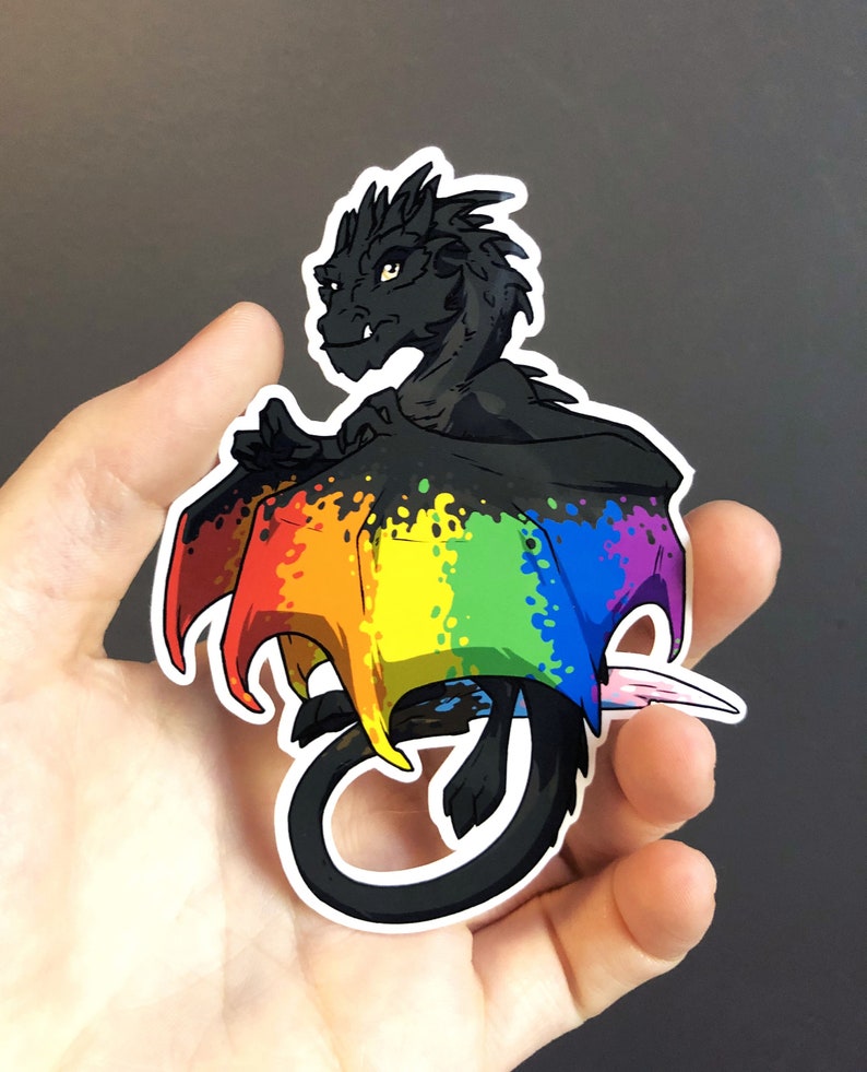 Rainbow Flyer Pride Flag Dragon LGBTQ Pride SQ Comic Sticker image 2