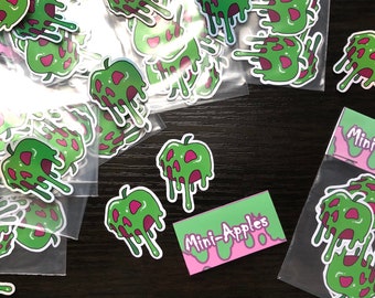 Mini-manzanas / Paquete de 5 pegatinas de manzana venenosa de <1"