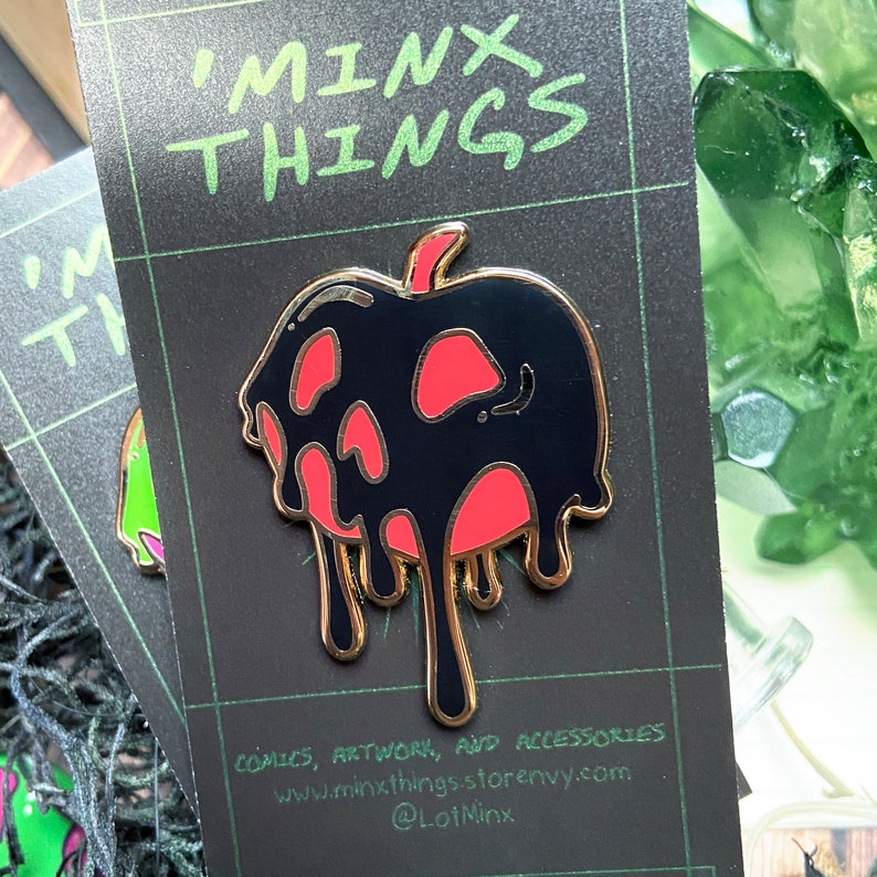 Toxic Love Black, Red & Gold Poison Apple Enamel Pin image 1