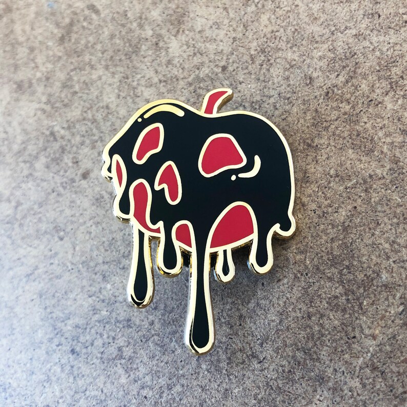 Toxic Love Black, Red & Gold Poison Apple Enamel Pin image 2