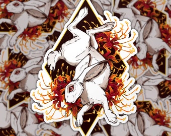 White Rabbit | Rabbit & Spider Lilies Sticker