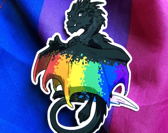 Folleto arcoíris / Dragón de la bandera del orgullo / Cómic LGBTQ+ Pride SQ Pegatina