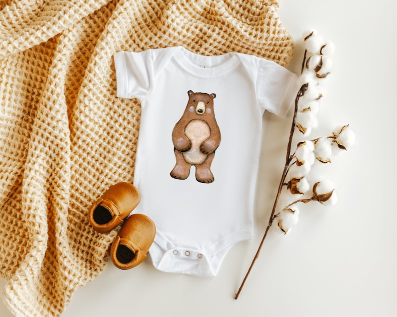 Gender Neutral Baby Clothes Click to Shop Woodland Bear Bodysuit