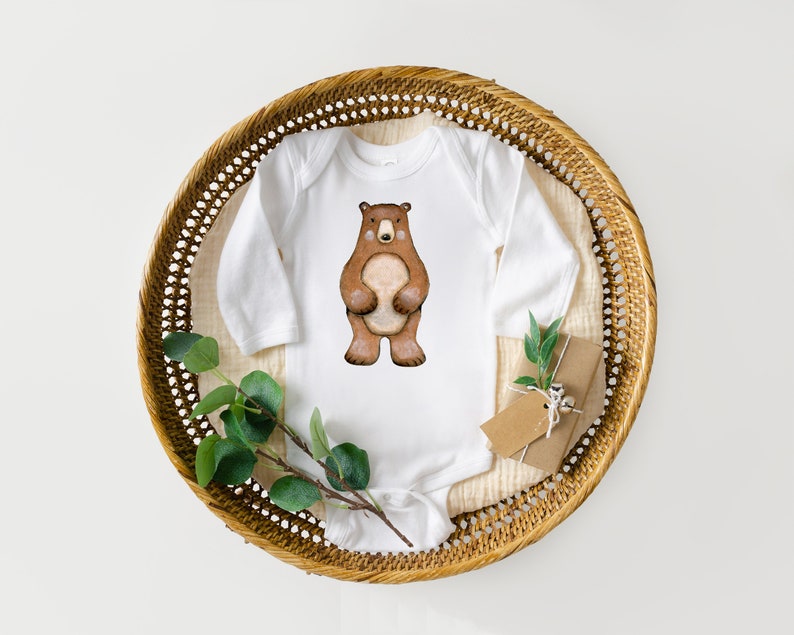Gender Neutral Baby Clothes Click to Shop Woodland Bear Bodysuit