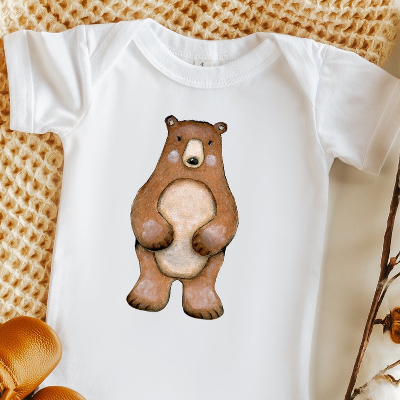 Gender Neutral Baby Clothes Click to Shop Woodland Bear Bodysuit