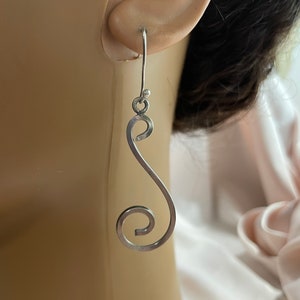 Swirls dangle earring sterling silver vintage Art Deco earrings solid 925 sterling silver image 3