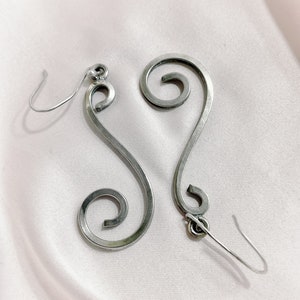 Swirls dangle earring sterling silver vintage Art Deco earrings solid 925 sterling silver image 2