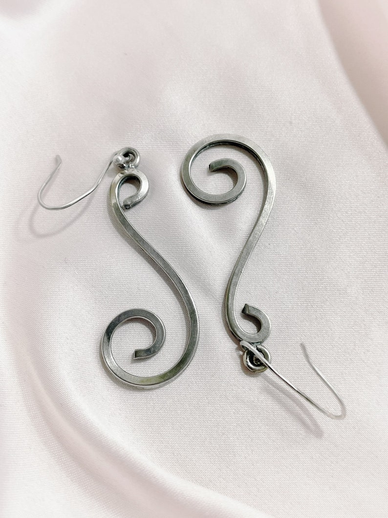 Swirls dangle earring sterling silver vintage Art Deco earrings solid 925 sterling silver image 2