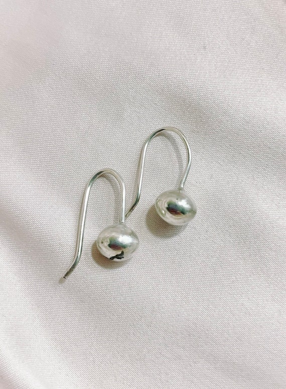 Sterling silver drop earrings minimalist vintage … - image 1