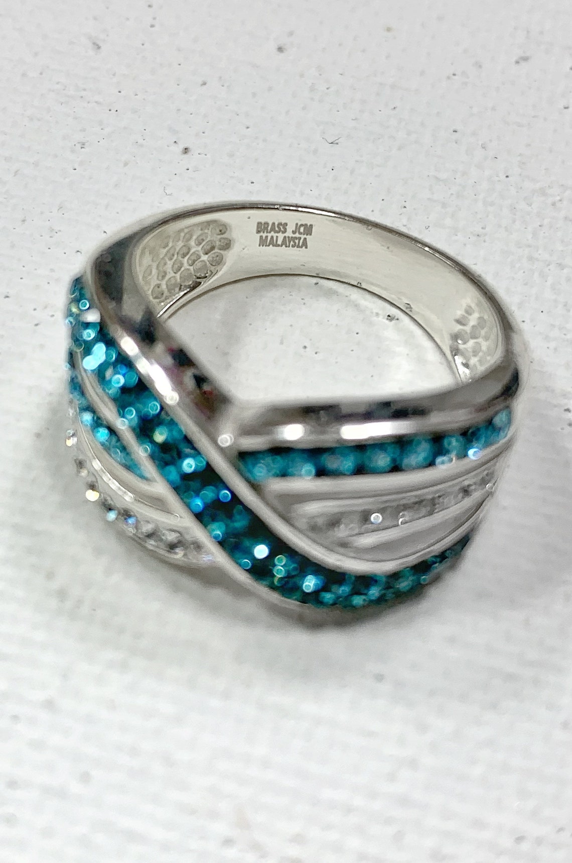 JCM Malaysia Crystal Brass Ring Size 8 Etsy