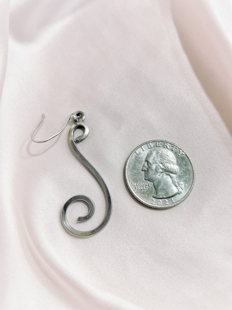 Swirls dangle earring sterling silver vintage Art Deco earrings solid 925 sterling silver image 5