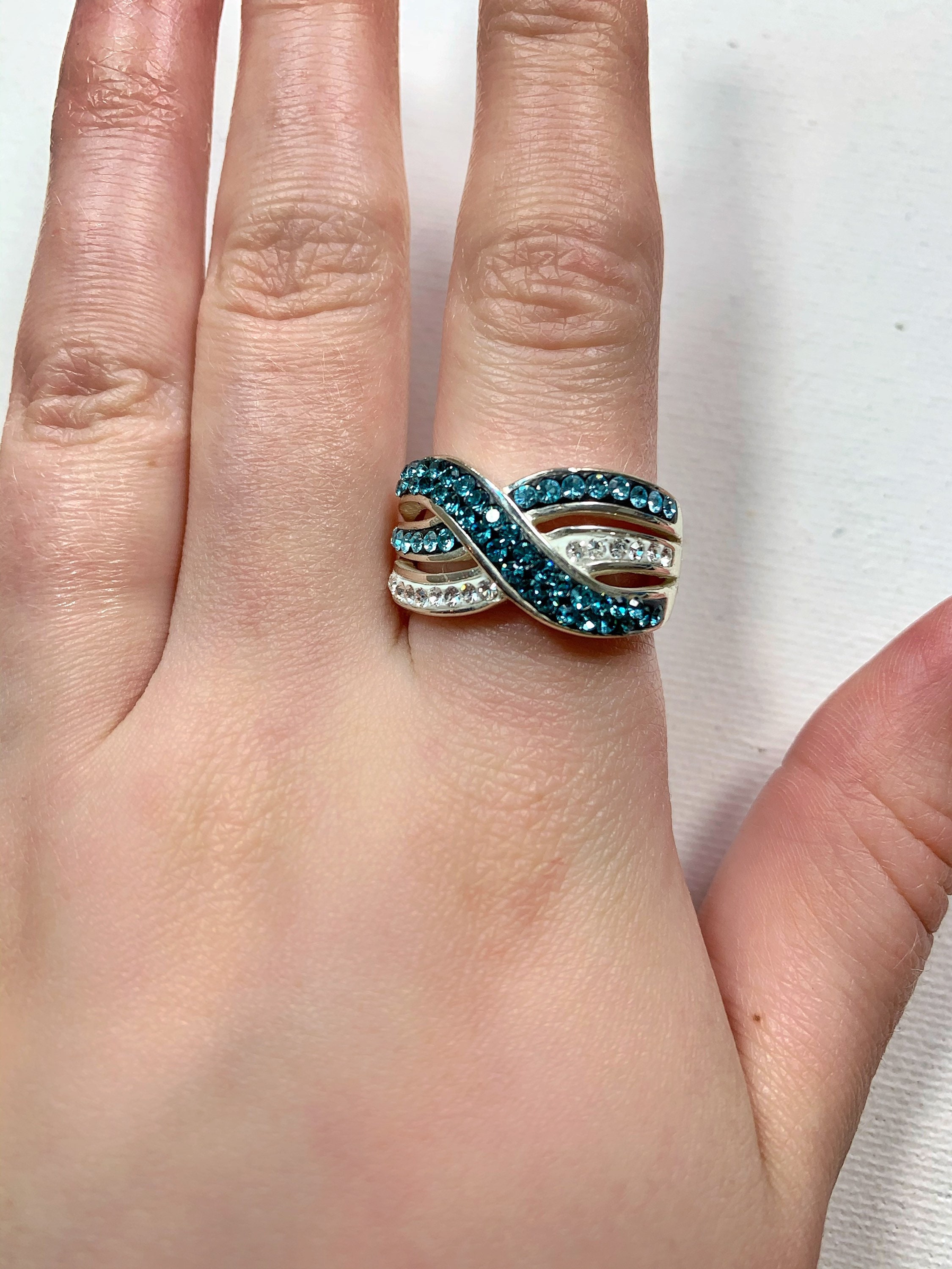 JCM Malaysia Crystal Brass Ring Size 8 Etsy