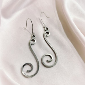 Swirls dangle earring sterling silver vintage Art Deco earrings solid 925 sterling silver image 1