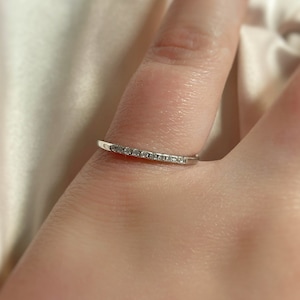 Dainty sterling silver crystal ring minimalist ring knuckle ring size 6