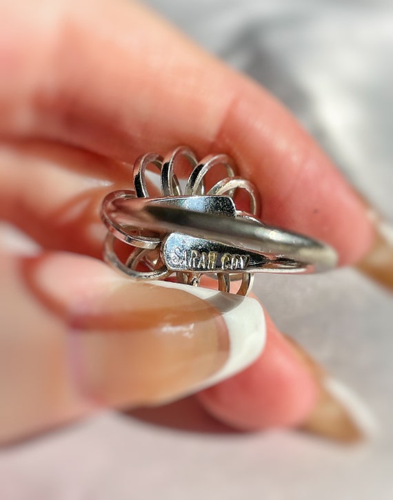 Vintage Sarah Coventry black beauty ring, silver … - image 3