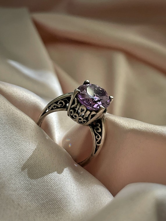 Vintage Amethyst Ring Amethyst And Sterling Silver Ring, Gemstone