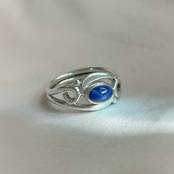 Blue Star Sapphire Ring - Etsy