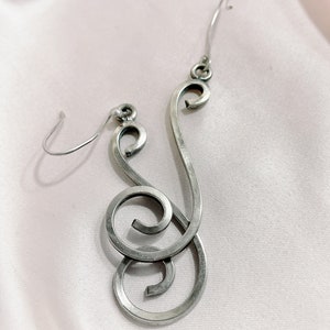 Swirls dangle earring sterling silver vintage Art Deco earrings solid 925 sterling silver image 4