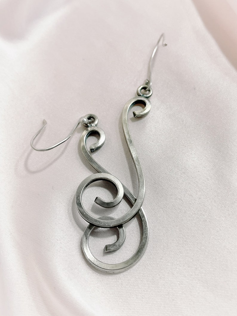 Swirls dangle earring sterling silver vintage Art Deco earrings solid 925 sterling silver image 4