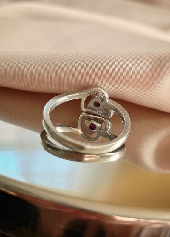 Sterling Silver Heart Ring with Lab-Created Ruby … - image 3