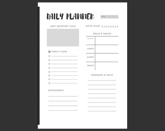 Daily Planner Printable - 1 page, easy download