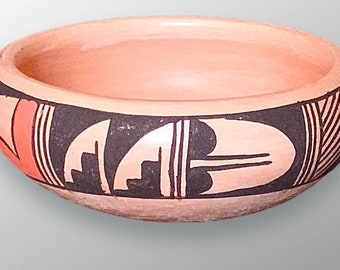 Vintage “signed historic pottery” bowl by Hopi-Tewa artist, Ethel Youvella (1919-2006) Polacca, AZ