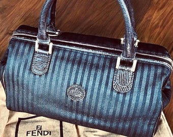 Vintage Fendi Janus Medallion Black Leather Crossbody Bag 1990s