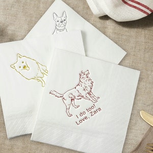 Guardanapos de coquetel personalizados para animais de estimação, guardanapos de casamento, chá de panela, festa de noivado, guardanapos de bar personalizados