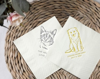 Custom Pet Portrait Napkins: Personalized Party Cocktail Napkins