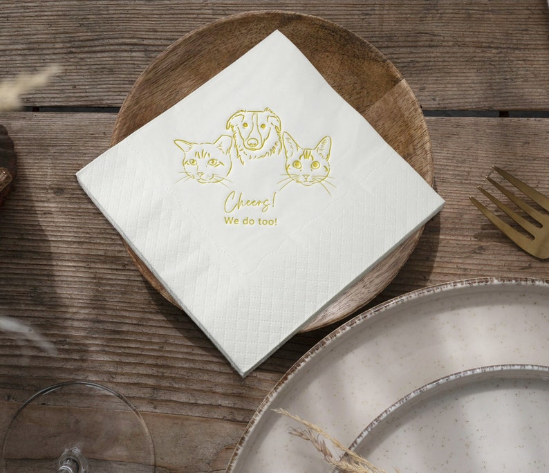 Custom PET Cocktail Napkins Dog Napkins Puppy Napkins Cat Etsy