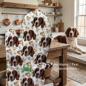 Personalisierter Haustier Foto Ofenhandschuh mit Name | Springer Spaniel Mama Geschenk | Lustige Pizza Küche Dekor | Personalisierter Hund Baker-Handschuh | Topflappen