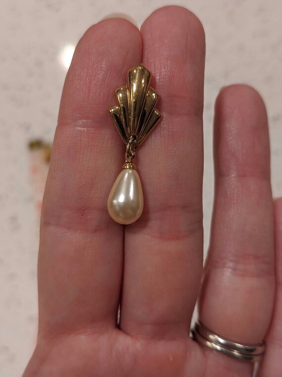 Vintage art deco 20s 30s gold and pearl drop dangl