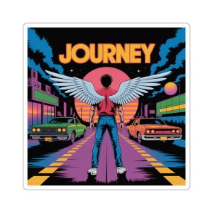Retro Journey Band Sticker 80s, Music Decal, Vintage Rock Band Logo, Laptop Sticker, Guitar Case Decal