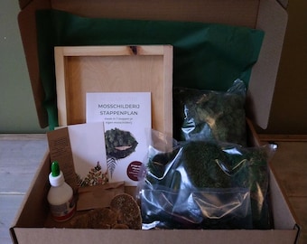 Craft kit for your own 'forest vibes' moss art | With Dutch step-by-step instructions | Including greeting card | Moss wall art DIY