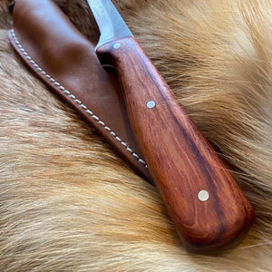 Fillet Knife with Handmade Rosewood Handle, Sheath Included