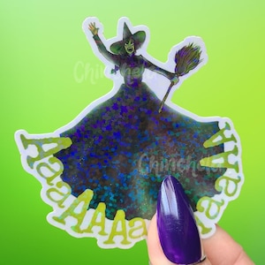 Zwaartekracht tartende heks | Holografische vinylsticker Wicked Witch