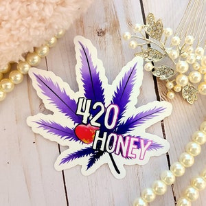 420 Honey Purple Pot Blatt Stoner Girl Vinyl Aufkleber