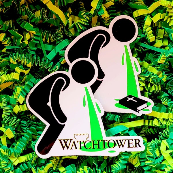 Watchtower Bible Barfing Stick Figure  | No Soliciting Religious Protest EXJW Stickers