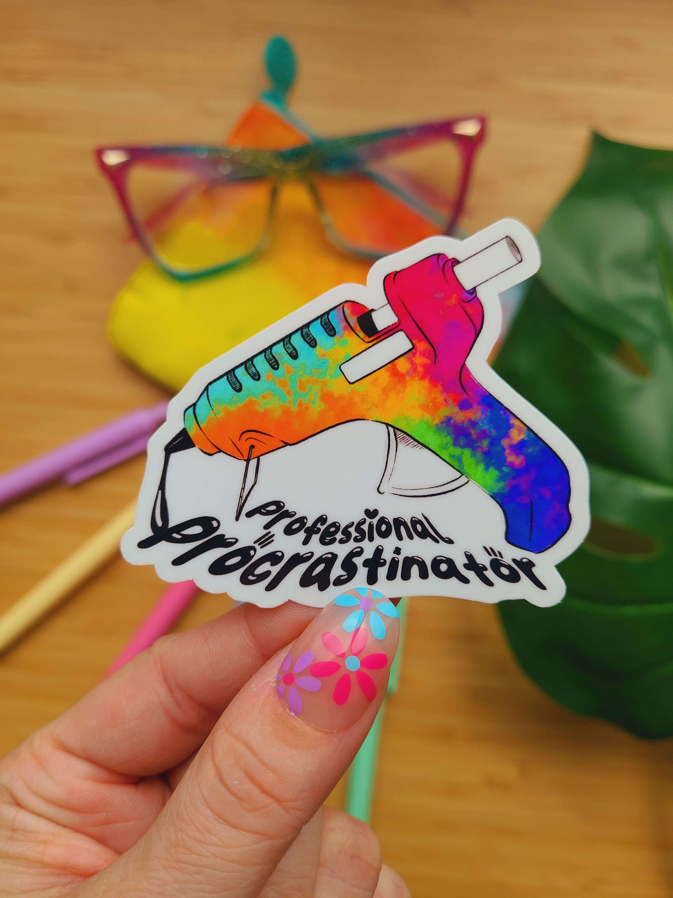 Professional Procrastinator | Hot Glue Gun  Crafters Vinyl Sticker