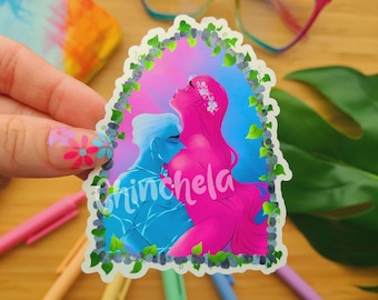 Persephone and Hades Romantic Oval Frame Sticker | Greek Mythology