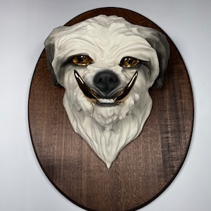 Porcelain Dog with Gold Fangs