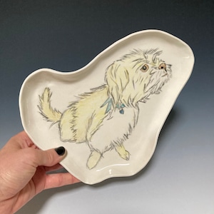porcelain dog trinket dish, ceramic trinket dish