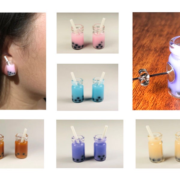Boba earrings Stud earrings Colorful earrings, Small Boba earrings