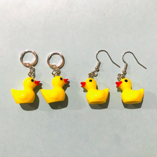 Duck/Duckie Huggie/hook Earrings cute yellow duck earrings small dainty trendy earrings