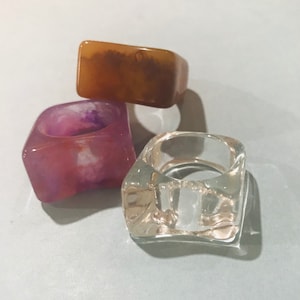 Harsbruin // roze // doorzichtige stapelbare dikke ringen