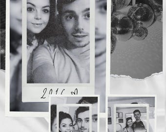 Números de tabela em estilo Polaroid com datas, modelo Canva para tabelas.